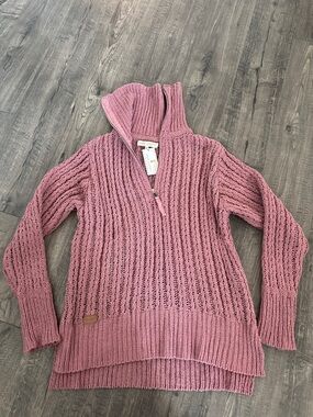 Simply Southern Dusty Rose Half-Zip Knit Cowl Sweater